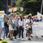 07.06.2021. Kielce. Świętokrzyski Urząd Wojewódzki. Akcja protestacyjna pielęgniarek / Jarosław Kubalski / Radio Kielce
