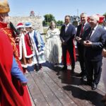 14.06.2021. Ujazd. Piknik rodzinny na zamku Krzyżtopór. Na zdjęciu (od lewej): Wiesław Kowalczyk - przewodniczący Rady Gminy Iwaniska, Zbigniew Koniusz - wojewoda świętokrzyski, Krzysztof Lipiec - lider świętokrzyskich struktur Prawa i Sprawiedliwości, Marlena Maląg - minister rodziny i polityki społecznej / Jarosław Kubalski / Radio Kielce