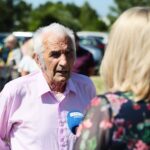 20.06.2021. Suskrajowice. Odsłonięcie pomnika upamiętniającego dwie żydowskie rodziny Katz i Frydman, zamordowane wiosną 1943 roku. Na zdjęciu: Zdzisław Garncarz - naoczny świadek zdarzenia / Wiktor Taszłow / Radio Kielce