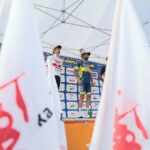 25.06.2021. Kielce. Meta czwartego etapu  32. Wyścigu Solidarności i Olimpijczyków. Na zdjęciu (w środku): Jan Barta - drużyna Elkov-Kasper, zwycięzca czwartego etapu wyścigu / Wiktor Taszłow / Radio Kielce