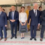 11.06.2021. Zawichost. Oddanie do użytku wyremontowanej remizy. Na zdjęciu (od lewej): poseł Marek Kwitek, Tomasz Huk - przewodniczący Rady Powiatu Sandomierskiego,  Anna Paluch - zastępca dyrektora Agencji Restrukturyzacji Modernizacji Rolnictwa w Kielcach, Marek Jońca - członek zarządu województwa  świętokrzyskiego, Andrzej Bętkowski - marszałek województwa / Grażyna Szlęzak-Wójcik / Radio Kielce