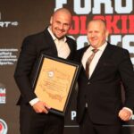 10.06.2021 Kielce. Gala podsumowująca I Forum Polskiego Boksu w Kielcach. Na zdjęciu (od lewej): Magdalena Buczyńska, Grzegorz Nowaczek - prezes Polskiego Związku Bokserskiego / Wiktor Taszłow / Radio Kielce