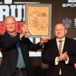 10.06.2021 Kielce. Gala podsumowująca I Forum Polskiego Boksu w Kielcach. Na zdjęciu (od lewej): Paweł Skrzecz, Grzegorz Nowaczek - prezes Polskiego Związku Bokserskiego / Wiktor Taszłow / Radio Kielce