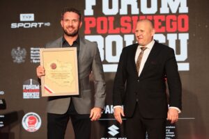 10.06.2021 Kielce. Gala podsumowująca I Forum Polskiego Boksu w Kielcach. Na zdjęciu: Dariusz Snarski / Wiktor Taszłow / Radio Kielce