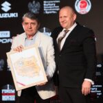 10.06.2021 Kielce. Gala podsumowująca I Forum Polskiego Boksu w Kielcach. Na zdjęciu (od lewej): Tomasz Borowski, Grzegorz Nowaczek - prezes Polskiego Związku Bokserskiego / Wiktor Taszłow / Radio Kielce