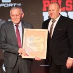 10.06.2021 Kielce. Gala podsumowująca I Forum Polskiego Boksu w Kielcach. Na zdjęciu (od lewej): Albert Sosnowski, Grzegorz Nowaczek - prezes Polskiego Związku Bokserskiego / Wiktor Taszłow / Radio Kielce