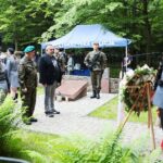 12.06.2021. Wykus. Uroczystości upamiętniające żołnierzy Armii Krajowej. Na zdjęciu (od lewej): Andrzej Bętkowski - marszałek województwa świętokrzyskiego i Mariusz Bodo - sekretarz województwa świętokrzyskiego / Wiktor Taszłow / Radio Kielce