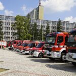 17.06.2021. Kielce. Przygotowania do uroczystości przekazania pojazdów dla PSP i OSP / Sebastian Kalwat / Radio Kielce