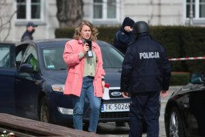 07.04.2021. Kielce. Zdjęcia do spektaklu teatru telewizji zatytułowanego „Zakładnicy” / Wiktor Taszłow / Radio Kielce