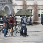 07.04.2021. Kielce. Zdjęcia do spektaklu teatru telewizji zatytułowanego „Zakładnicy” / Wiktor Taszłow / Radio Kielce