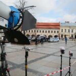 07.04.2021. Kielce. Zdjęcia do spektaklu teatru telewizji zatytułowanego „Zakładnicy” / Wiktor Taszłow / Radio Kielce