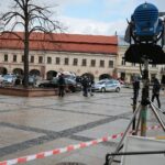 07.04.2021. Kielce. Zdjęcia do spektaklu teatru telewizji zatytułowanego „Zakładnicy” / Wiktor Taszłow / Radio Kielce