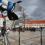 07.04.2021. Kielce. Zdjęcia do spektaklu teatru telewizji zatytułowanego „Zakładnicy” / Wiktor Taszłow / Radio Kielce