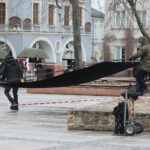 07.04.2021. Kielce. Zdjęcia do spektaklu teatru telewizji zatytułowanego „Zakładnicy” / Wiktor Taszłow / Radio Kielce