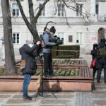 07.04.2021. Kielce. Zdjęcia do spektaklu teatru telewizji zatytułowanego „Zakładnicy” / Wiktor Taszłow / Radio Kielce