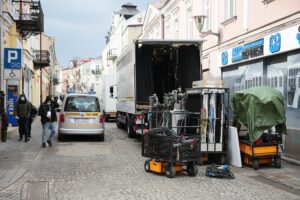 07.04.2021. Kielce. Zdjęcia do spektaklu teatru telewizji zatytułowanego „Zakładnicy” / Wiktor Taszłow / Radio Kielce