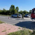 29.07.2021. Piekoszów. Zderzenie samochodu osobowego ze skuterem / Wiktor Taszłow / Radio Kielce