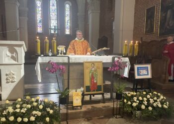 25.07.2021. Sandomierz. Rok jubileuszowy w kościele św .Jakuba w Sandomierzu. Na zdjęciu: o. Marcin Lisak / Grażyna Szlęzak-Wójcik / Radio Kielce