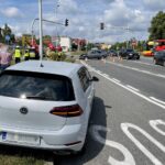 04.07.2021. Kielce. Wypadek na skrzyżowaniu ulic Sandomierskiej, alei IX wieków Kielc i Alei Solidarności / Piotr Kwaśniewski / Radio Kielce