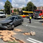 04.07.2021. Kielce. Wypadek na skrzyżowaniu ulic Sandomierskiej, alei IX wieków Kielc i Alei Solidarności / Piotr Kwaśniewski / Radio Kielce