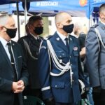 27.07.2021. Kielce. Msza z okazji Święta Policji. Na zdjęciu (od lewej): Zbigniew Koniusz - wojewoda świętokrzyski, Jarosław Kaleta - komendant Komendy Wojewódzkiej Policji w Kielcach,  Andrzej Patrzałek - zastępca komendanta wojewódzkiego Policji w Kielcach / Wiktor Taszłow / Radio Kielce