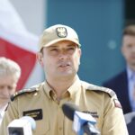 19.07.2021. Kielce. Przekazanie promes dla strażaków ochotników z województwa świętokrzyskiego. Na zdjęciu: st. bryg. Krzysztof Ciosek - świętokrzyski komendant wojewódzki Państwowej Straży Pożarnej w Kielcach / Jarosław Kubalski / Radio Kielce