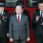 31.07.2021. Bilcza. Jubileusz 95-lecia OSP Bilcza i otwarcie nowej remizy. Na zdjęciu (od lewej): Andrzej Bętkowski - marszałek województwa świętokrzyskiego, Krzysztof Lipiec - poseł, Zbigniew Koniusz -wojewoda świętokrzyski, / Wiktor Taszłow / Radio Kielce