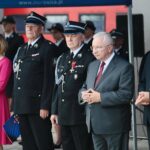 31.07.2021. Bilcza. Jubileusz 95-lecia OSP Bilcza i otwarcie nowej remizy. Na zdjęciu (od lewej): Anna Krupka - wiceminister kultury, dziedzictwa narodowego i sportu, Mirosław Pawlak  - prezes świętokrzyskiej OSP, Andrzej Bętkowski - marszałek województwa świętokrzyskiego, Krzysztof Lipiec - poseł, Zbigniew Koniusz - wojewoda świętokrzyski / Wiktor Taszłow / Radio Kielce