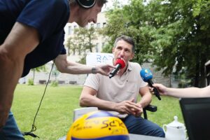 01.07.2021. Kielce. Radio Biwak w Radiu Kielce. Na zdjęciu: Sławomir Szmal / Wiktor Taszłow / Radio Kielce