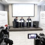 02.07.2021 Kielce. Przystanek Historia IPN. Konferencja poświęcona pogromowi kieleckiemu. Na zdjęciu od lewej: prof. Marek Wierzbicki, dr Tomasz Domański i Mateusz Lisak - delegatura IPN w Kielcach / Jarosław Kubalski / Radio Kielce