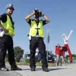 06.07.2021 Kielce. Policja. Akcja "Nie rozlewaj krwi na drodze". Policjanci zachęcali kierowców do oddawania krwi / Jarosław Kubalski / Radio Kielce