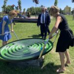 29.07.2021. Staszów. Otwarcie „Strefy aktywności”. Na zdjęciu (od lewej): Anna Krupka - wiceminister kultury i sportu, Leszek Kopeć - burmistrz Staszowa, Ewa Kondek - zastępca burmistrza / Grażyna Szlęzak-Wójcik / Radio Kielce