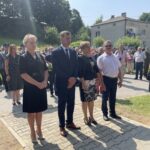 11.07.2021. Wola Grójecka k/Ćmielowa. Uroczystości upamiętniające rozbicie oddziału AK. Na zdjęciu radni gminy Ćmielów / Emilia Sitarska / Radio Kielce