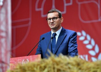 29.08.2021. Bobolice. Premier Mateusz Morawiecki uczestniczy w IV Ogólnopolskim Święcie Wdzięczni Polskiej Wsi w Bobolicach / PAP/Marcin Bielecki