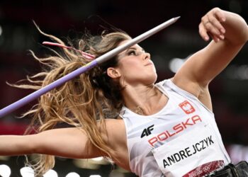 06.08.2021. Tokio. Na zdjęciu: Maria Andrejczyk podczas olimpijskiego konkursu rzutu oszczepem / PAP/EPA/CHRISTIAN BRUNA
