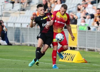 21.08.2021. Kielce. Suzuki Arena. Fortuna 1 Liga. Korona Kielce - ŁKS Łódź / Wiktor Taszłow / Radio Kielce