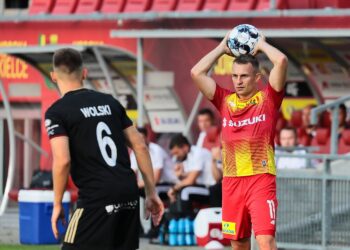 21.08.2021. Kielce. Suzuki Arena. Fortuna 1 Liga. Korona Kielce - ŁKS Łódź / Wiktor Taszłow / Radio Kielce