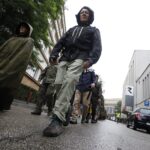 06.08.2021 Kraków. Marsz Szlakiem I Kompanii Kadrowej. Wymarsz z Oleandrów / Jarosław Kubalski / Radio Kielce