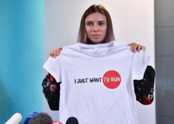 05.08.2021. Warszawa. Białoruska biegaczka Kryscina Cimanouska / PAP/Radek Pietruszka