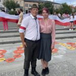 01.08.2021. Ostrowiec Świętokrzyski. Żywy znak Polski Walczącej. Na zdjęciu: Piotr Sławek i Beata Fijałkowska / Emilia Sitarska / Radio Kielce
