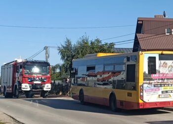 06.09.2021. Bilcza, ul. Podgórze. Zatrzymany autobus w którym mężczyzna groził wysadzeniem butli / Ochotnicza Straż Pożarna w Bilczy