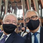 12.09.2021. Warszawa. Uroczystości beatyfikacyjne kardynała Stefana Wyszyńskiego i Matki Elżbiety Czackiej. Na zdjęciu (od lewej): Krzysztof Lipiec - prezes świętokrzyskich struktur PiS i Kazimierz Smoliński - poseł PiS / Krzysztof Lipiec/Facebook