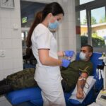 10.09.2021. Kielce. Niebieskie berety w akcji oddawania krwi / por Ewa Kózka / CPdMZ