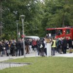 23.09.2021. Kielce. Próbna ewakuacja alarmowa w Świętokrzyskim Urzędzie Wojewódzkim w Kielcach / Anna Kwapisz / Radio Kielce