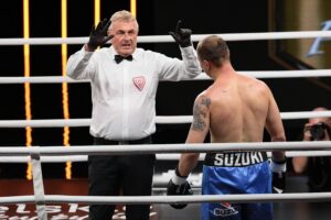 04.09.2021. Kielce. Suzuki Boxing Night 7 PRO. Walka Daniel Adamiec - Siarhei Krapshyla / Wiktor Taszłow / Radio Kielce