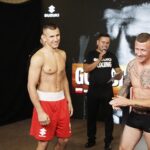 03.09.2021 Kielce. Suzuki Boxing Night 7 PRO. Oficjalne ważenie zawodników. Na zdjęciu: Bartosz Gołębiewski i Rafał Jackiewicz / Jarosław Kubalski / Radio Kielce