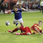 03.09.2021 Kielce. Mecz Korona Kielce - Miedz Legnica. Na zdjęciu (z prawej): Jacek Podgórski / Jarosław Kubalski / Radio Kielce