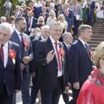 12.09.2021 Kielce. Dożynki wojewódzkie. Na zdjęciu od lewej: marszałek Andrzej Bętkowski. wojewoda Zbigniew Koniusz i przewodniczący sejmiku Andrzej Pruś / Jarosław Kubalski / Radio Kielce