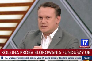 Europoseł Dominik Tarczyński w programie „Woronicza 17” w TVP Info / TVP Info