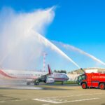 08.10.2021. Warszawa. Powitanie samolotu Boeing o nazwie „Roman Dmowski” / LotniskoChopina/Facebook